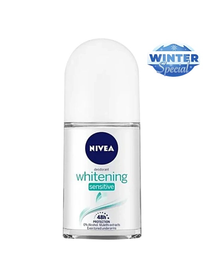 NIVEA Unisex Whitining Sensitive & Whintining Sensitive Deodorant Roll-On (50 Ml, Pack Of 2) - Image 3